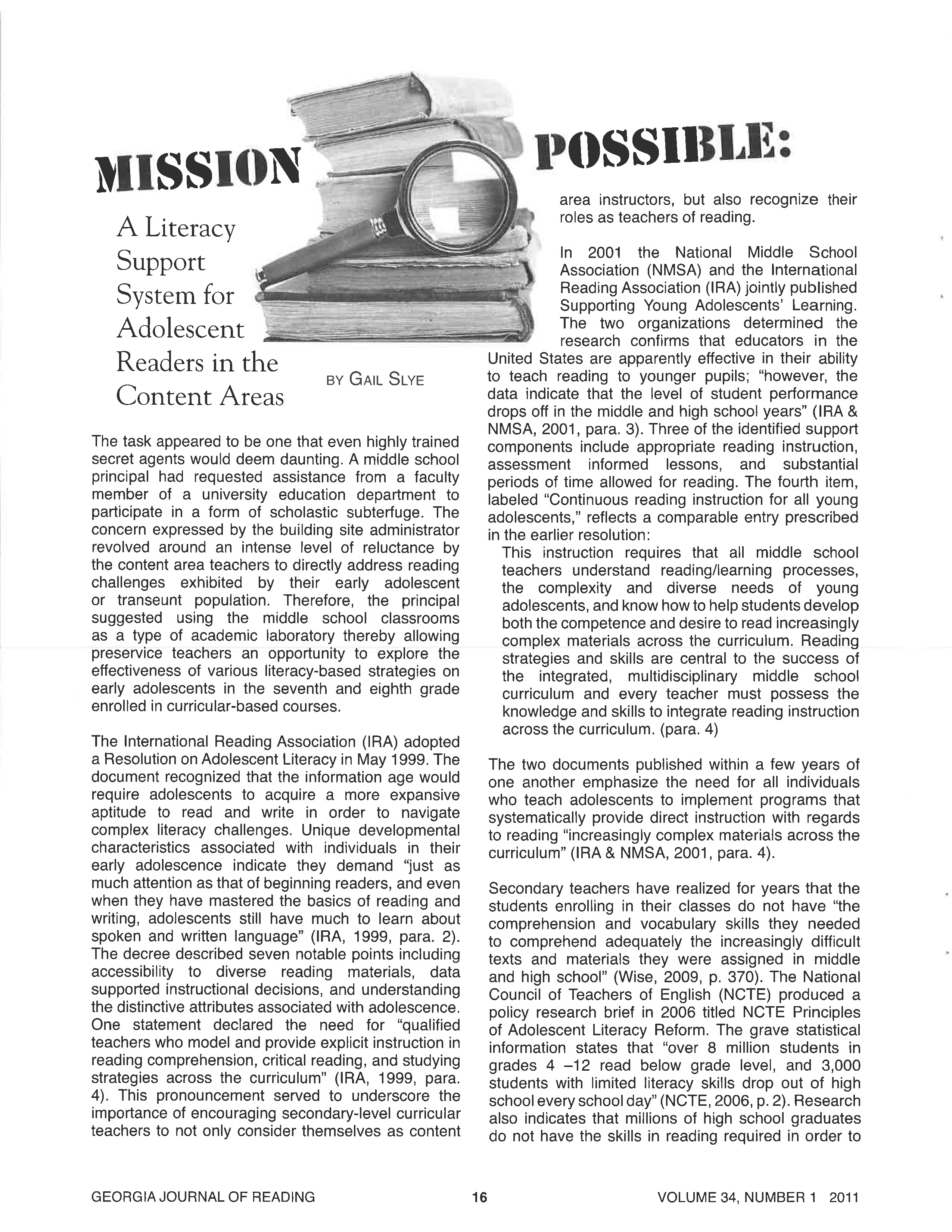 Mission Possible: A Literacy Support System for Adolescent Readers