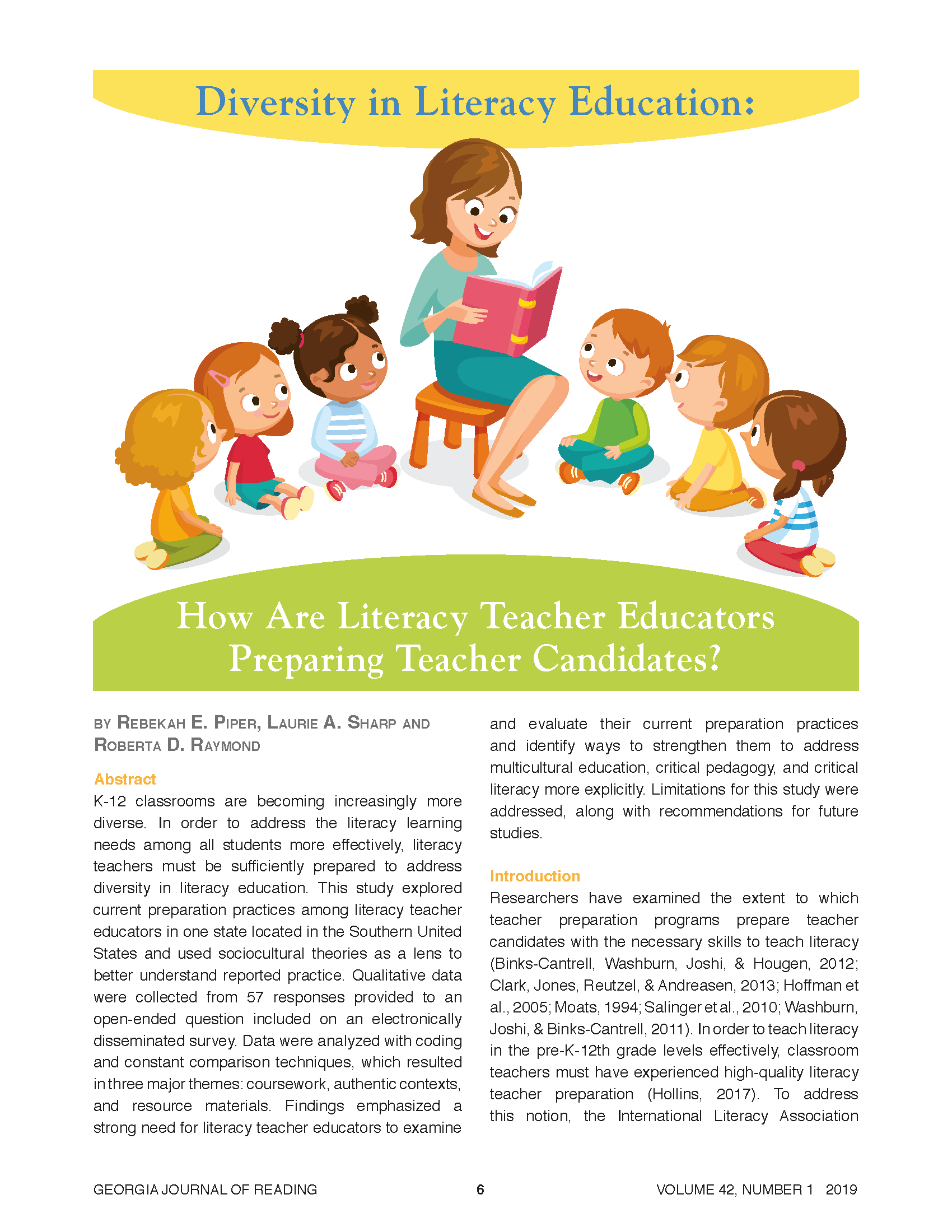 Diversity in Literacy Education (Piper et al., 2019)